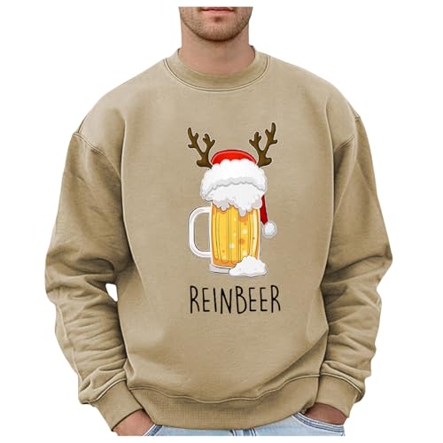 Weihnachtspullover Herren Sweatshirt Rundhals Pullover Lustige Bier...