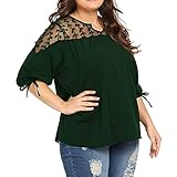Material: Polyester. Übergröße, modisch, lässig, Chiffon-Oberteil, Schleife, Bluse, Netz-T-Shirt, Damen, halbe Ärmel, Hemd-Kleidung Gr. XXL, grün