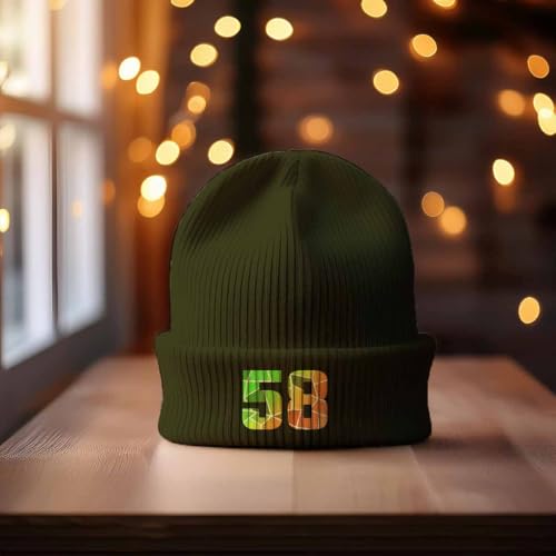 Bonnet 58 Number cuffed beanie olive en maille souple extensible de qualité