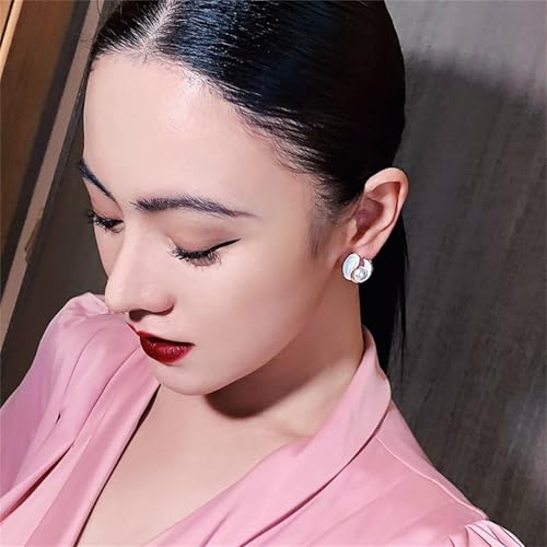 Pearl Stud Earrings for Women Stainless Steel Unique Statement Small Pearl Enamel Button Statement Vintage Earring Jewelry by Pivza - Image 4