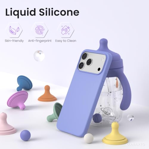 Image of ORNARTO Compatible with iPhone 17 Pro Max Case 6.9 inch, Slim Liquid Silicone 3 Layers Soft Gel Rubber Shockproof Protective Cover with Anti-Scratch Microfiber Lining-Ice Blue