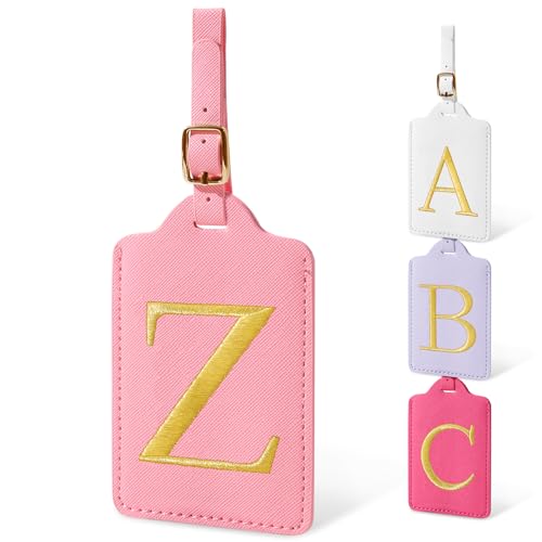 Image of Personalized Initial Letter Luggage Tags for Suitcases,Suitcase Identifier Baggage Tag,Cute Travel Luggage Tags,Best Gift Wedding Birthday for Couples Honeymoon Friend Family Vacation(Pink Z)