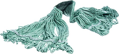 Image of SPARTA Flo-Pac Cotton Mop Head, Loop-Ended, Wide Band with Green Band for Organized Cleaning, Medium, Green