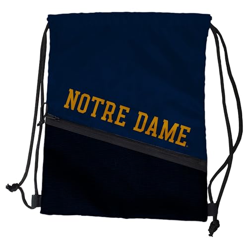 Logo Brands NCAA Notre Dame Fighting Irish Tilt Backsack – Lightweight Drawstring Bag with Zippered Mesh Pocket For Essentials & Water‑Resistant Shell