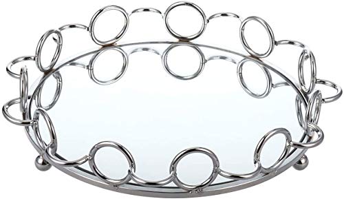 Ruixf Or/Argent Plateau de Service Cupcake Organizer Plateau De Mariage Décor À La Maison Maquillage Bijoux Organisateur Miroir en Métal Plateau (argenté) Cover