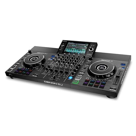 DENON DJ SC LIVE 4 Standalone DJ-Controller mit Stem-Trennung auf 4 Decks, WLAN-Streaming, internen Lautsprechern, Serato DJ und Virtual DJ kompatibel