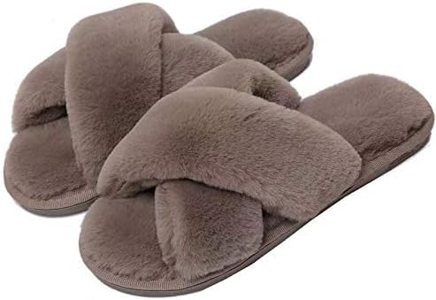 M MCIRCO® Womens Fuzzy Cross Band House Slippers Soft Plush Furry Fur Cozy Memory Foam Winter Warm Comfy Slipper Indoor Outdoor Slippers for Women and Girls (BROWN, 7) (B0CVTZKDJF) Amazon Price History, Amazon Price Tracker