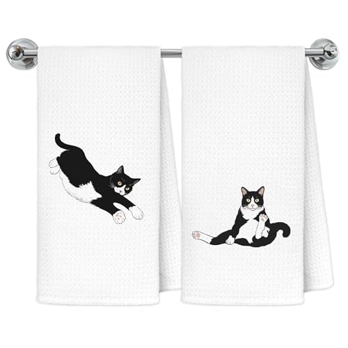 Exqcom Funny Tuxedo Cat Gifts Kitchen Towels, Cat Lover Mom