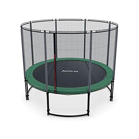 Ampel 24 Deluxe Outdoor Trampolin 430 cm komplett mit Außennetz, Belastbarkeit 160 kg, Sicherheitsnetz mit Stabilitätsring und 12 gepolsterten Stangen Cover