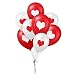 Valentine’s Day Hearts Balloons - Red & White Colors of Love - Creates Romantic Atmosphere - 40 Metallic Latex Balloons - with Heart-Shaped Print - Celebrate Heart’s Day with Loved One
