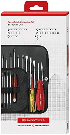PB Swiss Tools 31-in-1 All-Rounder Screwdriver Set PB 8515 | 100% Swiss Made | 22 Interchangeable Blades Torx/Slotted/Hex/Phillips/Pozidriv/Awl, Voltage Tester
