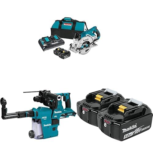 36V Brushless 7-1/4" Circular Saw & 18V X2 Brushless Rotary Hammer Kit with (2) 18V 5Ah Batteries by Makita – Commercial Grade