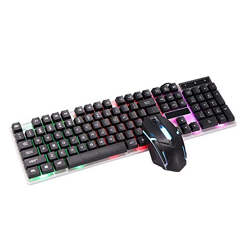 BINCIBH Gaming Tastatur,Mechanische Gaming Tastatur Gamer Keyboard Illuminated Gaming Keyboard Set for Laptop Gaming Tastatur Maus Wired Keyboard (Color : Black) Cover