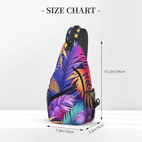 Mochila bandolera ligera de hojas tropicales coloridas miniatura 3