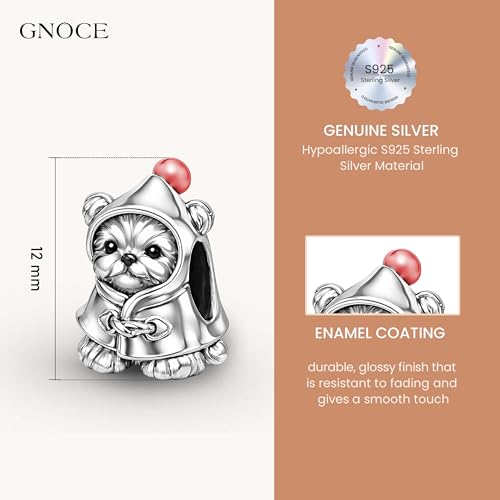 Image of GNOCE Pet Dog Bowl Bead Charm For Women, S925 Sterling Silver Bead Charm NecklaceBracelet for Her, Jewelry Gift