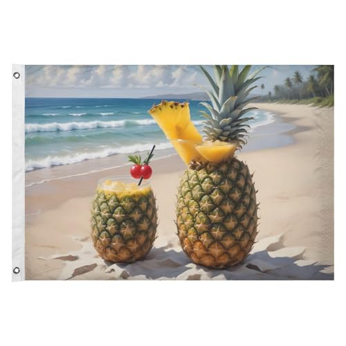 NFMILI Garden Flag Outdoor (Oil Painting Cocktail Pinea) Double Sided Home Yard Decor Flags Horizontal 24×36 in