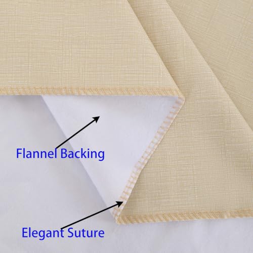 Image of Walrus Heavy Duty Vinyl Tablecloth with Flannel Backing Waterproof Oil-Proof Plastic Table Cloth Stain-Resistant Wipeable Table Cover for Indoor and Outdoor (Khaki Beige,60x102 Inch)