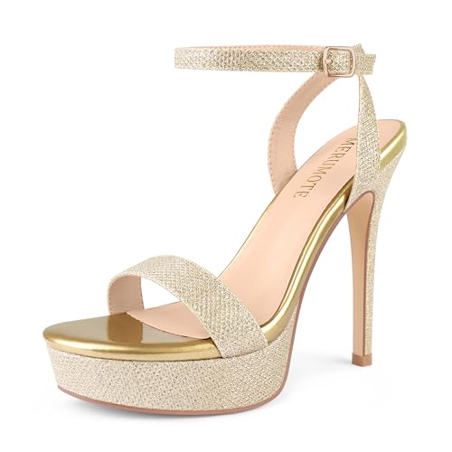 Image of MERUMOTE Women's Open Toe Stiletto High Heels | Platform Stiletto Sandals, Platform Sandal Heels, Heels for Women Sexy