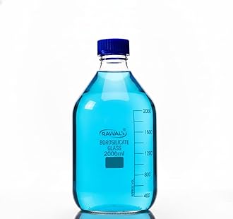 2000 ML Borosilicate Glass Reagent Bottle Wide Mouth Screw Cap Heavy-Duty Bottle for Kitchen, Lab Chemical Storage