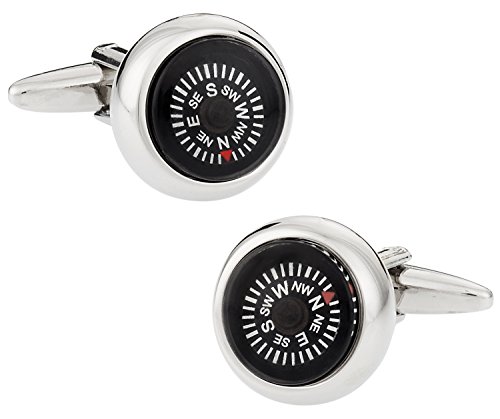 Compass Cufflinks Functional Working with Presentation Gift Box