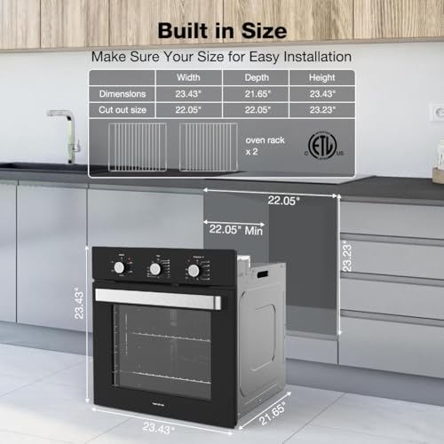 Thermomate ESMB 24 Inch Single Wall Oven, Etl Certified, Thermomate 2.79 Cu. Ft. Built-In Electric Wall Oven thumb #6