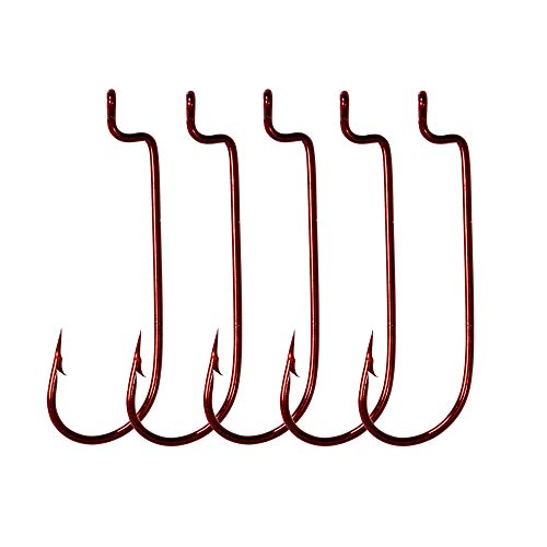 Likefish 30Pcs/Pack Offset Fishing Hooks Worm Hooks Black/Red High Carbon Steel Senko Bait Fishing Hooks 4/0 3/0 2/0 1/0 1# (Red, 1#) #TOP10