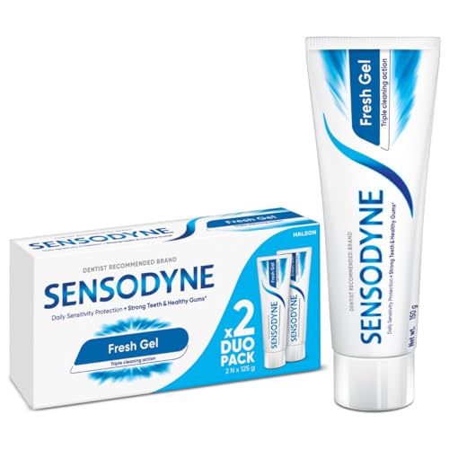 Sensodyne Toothpaste Fresh Gel | Daily Sensitivity Relief Tooth Paste Combo Pack - 250gm (125gm x 2) | Dentist Recommended | Everyday Use Paste, Fresh