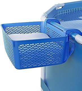 Carrie Box Kosz do przechowywania basenu w kolorze niebieskim, 18,7 l, z tworzywa sztucznego z recyklingu, akcesoria basenowe, kosz do przechowywania i uchwyt na napoje do basenu