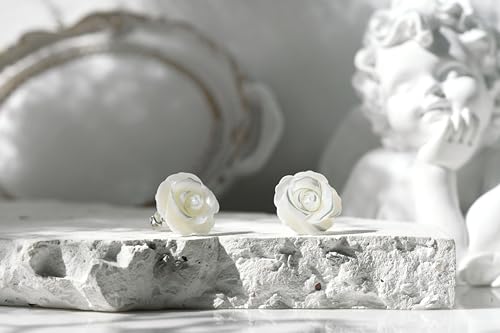 AeraVida White Mother of Pearl Stud Earrings | 925 Sterling Silver | Elegant Carved Floral Earrings | Classic Pearl Jewelry for Women | Lightweight & Timeless4