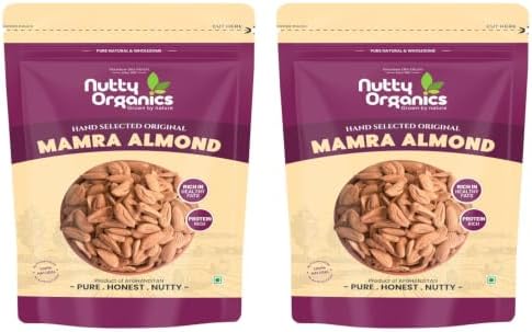 Nutty Organics Almonds Mamra - 1KG (500 GM*2) (Grade A ++ Nuts, Premium, Rich In Oil) Richest Natural Source of Vitamins, Magnesium & Protien | Special Mamra Badam Giri