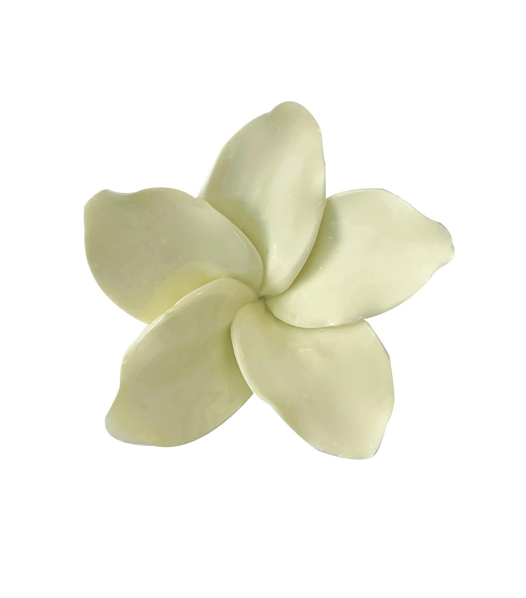 Frangipani, 3.54" Ceramic Flower Wall Art, Artificial Flower Wall Sculpture，Handcrafted 3D Hanging Porcelain Flowers ,3D Wall Hanging Decor ,Porcelain