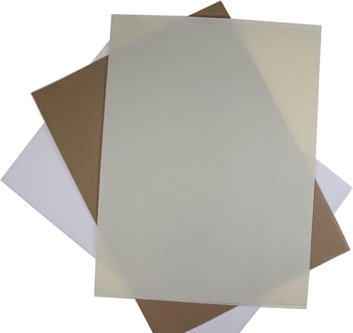 Image of KCS 3 pc of 12 inch x 18 inch(30cmx45cm) 18CT Counted Cotton Aida Cloth Cross Stitch Fabric (White+Cream+Khaki)