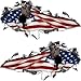 Ripped / Torn Metal Look Decals American Flag with Flying Eagle - 6" h x 12" w - REFLECTIVE