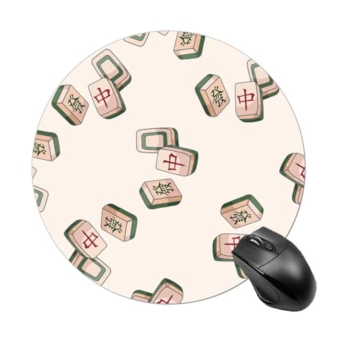 マウスパッド 丸型 麻雀 マージャン 役満 お正月 新春 麻雀牌 ゲーミングマウスパッド 小型 光学式マウス対応 おしゃれ ゴム製裏面 滑り止め 防水 耐久性が良い PC ノートパソコン オフィス用 直径20cm