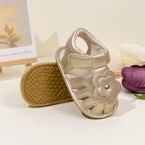 Image of Babelvit Infant Baby Girl Boy Sandals Comfort Premium Summer Outdoor Casual Beach Shoes with Flower Bowknot Anti Slip Rubber Sole Newborn Toddler Prewalker First Walking Shoes