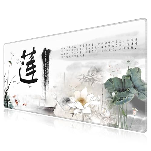 Tapis de Souris Surdimensionné LL-COEUR Lotus 2 Grand Tapis de Bureau 140x70 cm