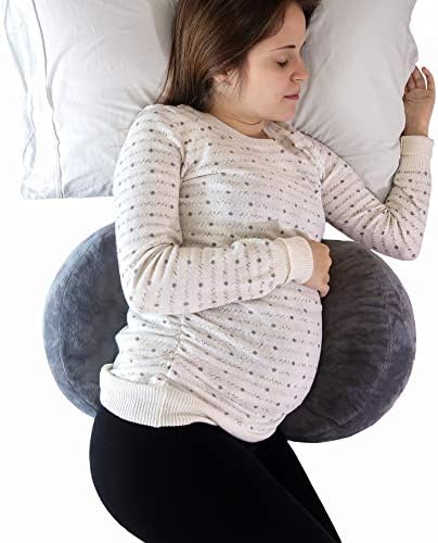Simply Blessing Cozy Shredded Memory Foam Maternity and Pregnancy Side Sleeper Pillow with Soft Velvet Removable Cover and Adjustable Strap for Body, Belly, Knees, and Back Support