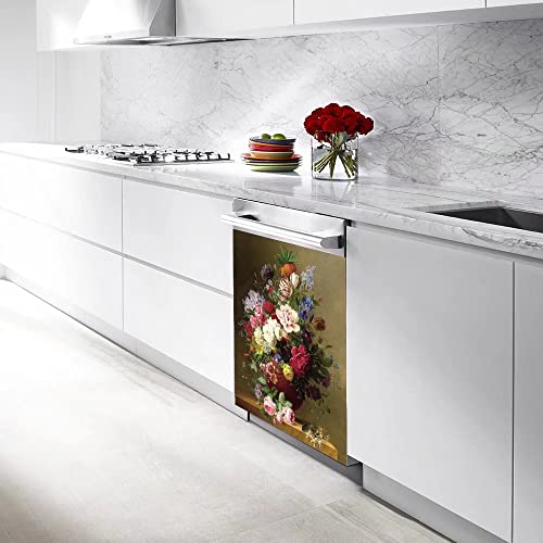 Tup Palace Beautiful Flowers Art Oil Painting Kitchen Decor Dishwasher Cover Magnetic Sticker,Spring Summer Floral Decal Sticker Refrigerators,Home Cabinets Decorative 23 W X 26 H '' #TOP2