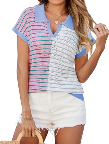 Image of ZAFUL Womens Summer Short Sleeve Sweater Vest Ruffle Knit Tank Top Pullover Crop Tops Crochet Cami Shirts