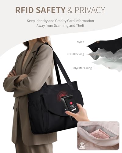 Image of ECOHUB Tote Bag for Women Work Tote Bag with Laptop Compartments Lightweight Shoulder Bag Handbag for Travel College Teacher