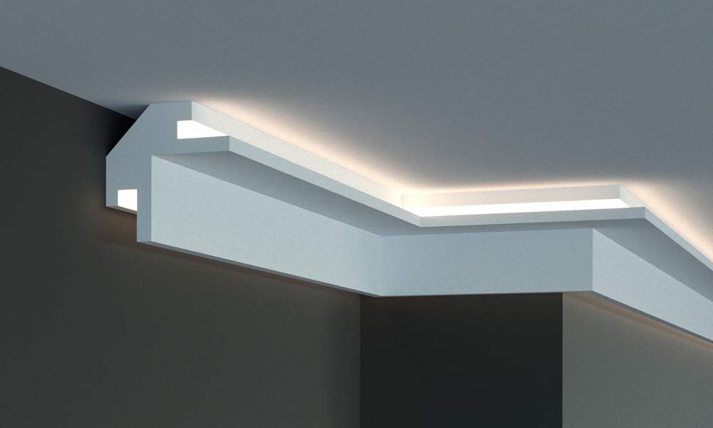 EL203 - Double indirect Lighting Cove Moulding Profile for LED Strip (45,27 inch Long)