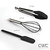 COOK WITH COLOR Stainless Steel Silicone Tipped Kitchen & BBQ Tongs Set, 3 Pc Utensils, Black #5