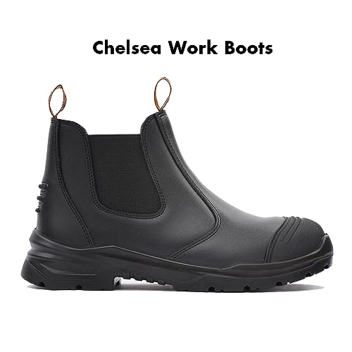 Arbeitsschuhe Herren Sicherheitsschuhe rutschfeste Stahlkappe wasserdichte Atmungsaktive Arbeitsstiefel Leder – Bild 3