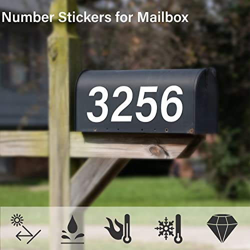 50 Pcs Mailbox Numbers For Outside, Mailbox Numbers Reflective, 3 Inch Vinyl Waterproof Number Self Adhesive Sticker For Signs, Door, Trucks, Home, Business, Address, House Numbers For Mailbox (0-9) (White) #TOP3