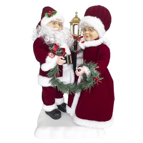 Papai e Mamãe Noel Dançando Com Música e LED 45cm