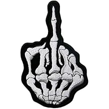 Middle Skeleton Finger Ghost Patch Embroidered Applique Iron On Sew On Emblem