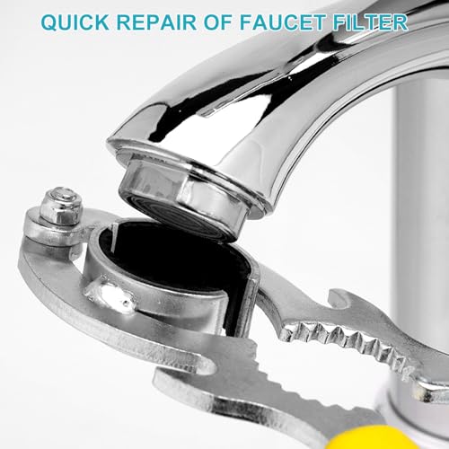 MvysticCharvn 4 Stück Wasserhahn Sieb Schlüssel Set, Kohlenstoffstahl + ABS, Komfort-Griff, Wasserhahnbelüfter Werkzeug, zum Entfernen und Installieren von Wasserhahnperlatoren (Gelb, orange, silber)