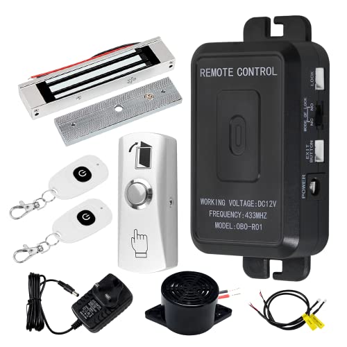 FUSYTULY Complete Access Control System Kit Wireless 433MHz Remote Controller Door Opener + 180KG/350lbs Electric Magnetic lock + Remote Transmitters 30 Meters