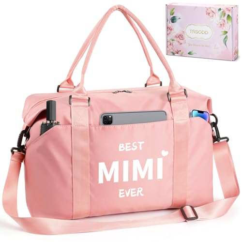 Mimi Mothers Day Gifts Mimi Pink Travel Duffle Bag Personalized Birthday Gifts for Women Waterproof Weekender Bag