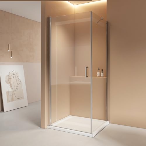 EMKE Duschkabine 90x70cm Eckeinstieg Duschabtrennung Duschwand Schwingtür Duschtür mit Seitenwand 70cm Höhe 195cm